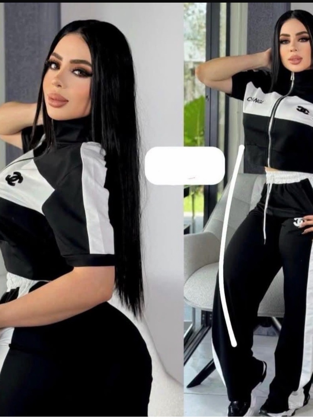 Black and White Track Jogger Matching Set size S